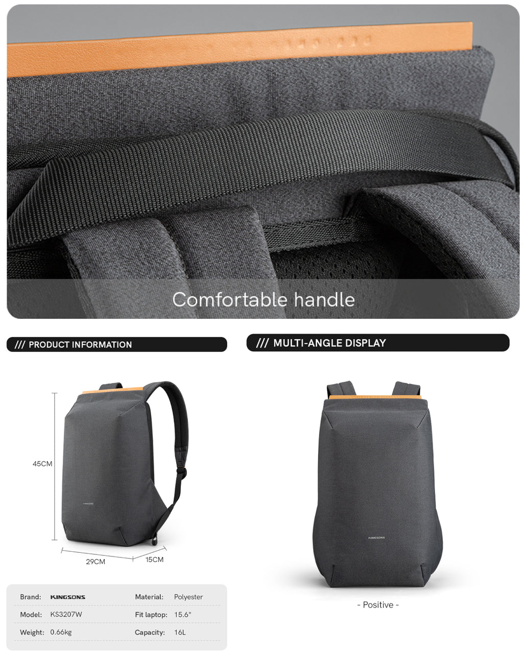 Kingsons Anti-Theft Backpack KS3207W