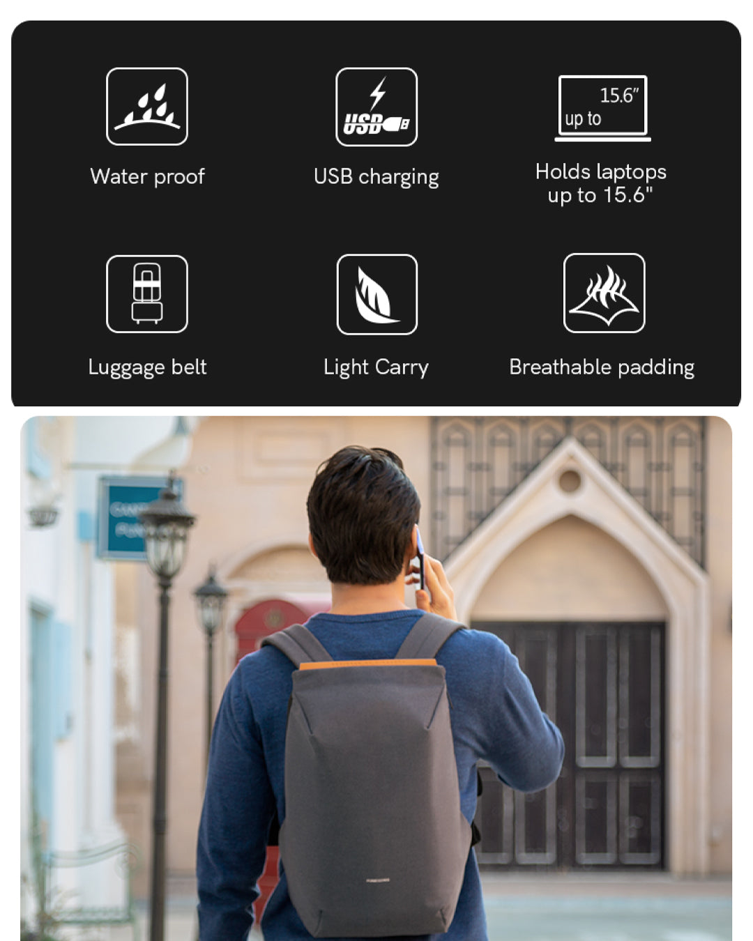 Kingsons Anti-Theft Backpack KS3207W