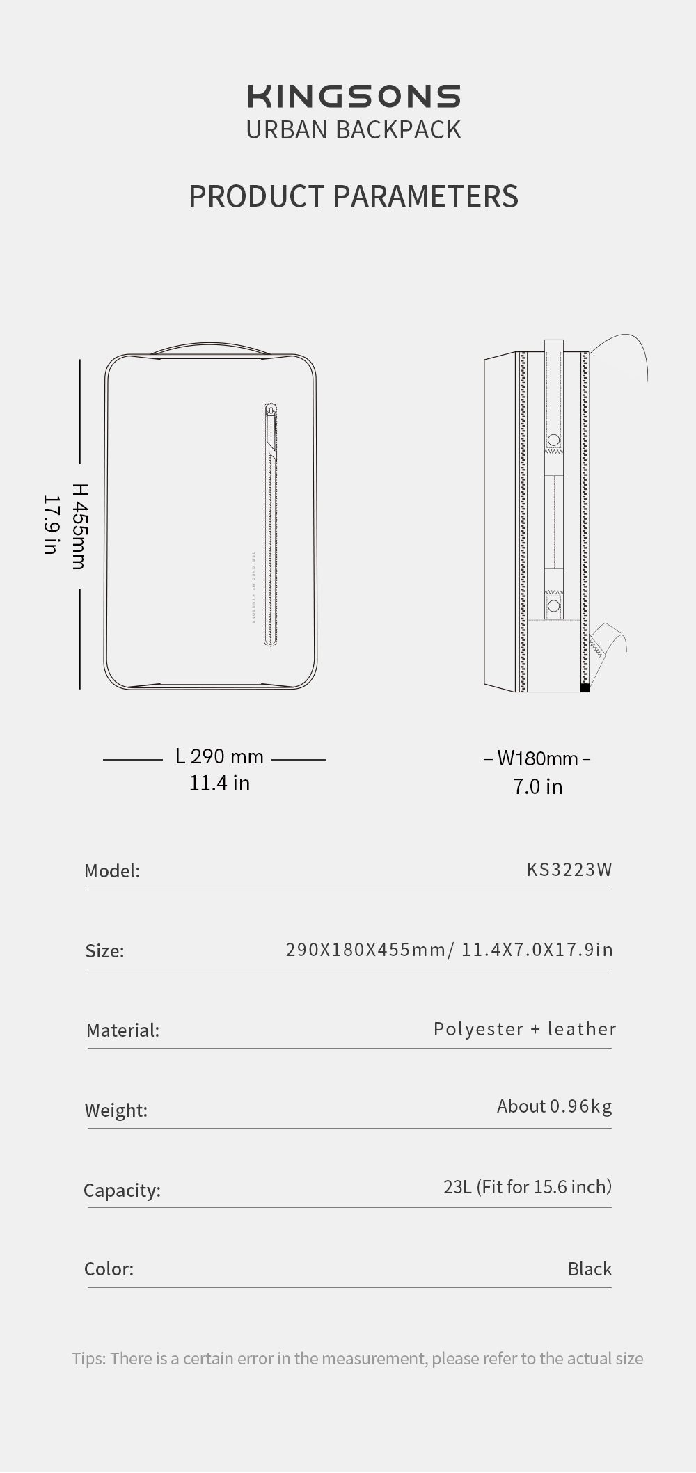 Kingsons Urban Business Commuter Backpack (23L)