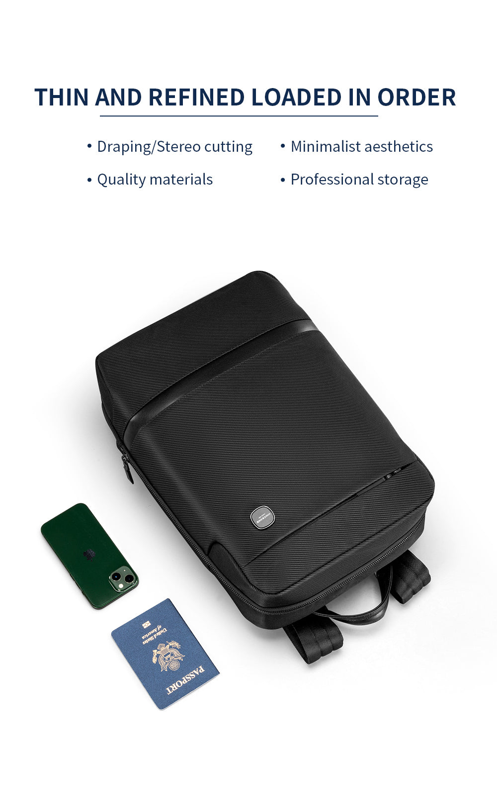 Kingsons Slim Minimalist Backpack (14L)