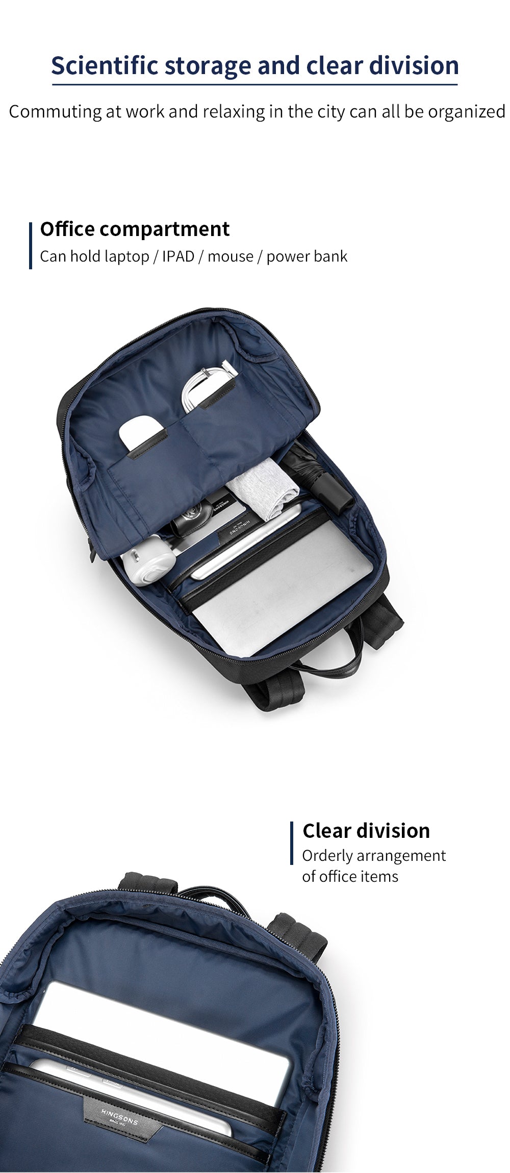 Kingsons Slim Minimalist Backpack (14L)