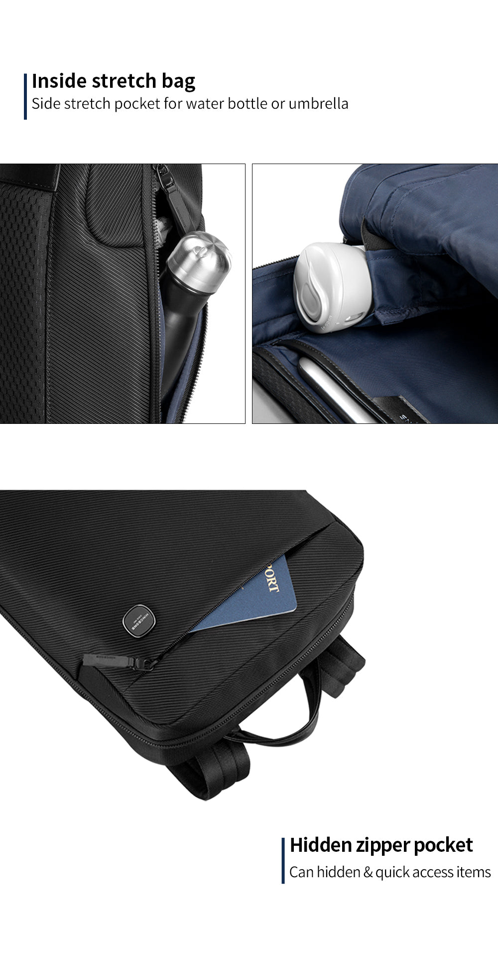 Kingsons Slim Minimalist Backpack (14L)